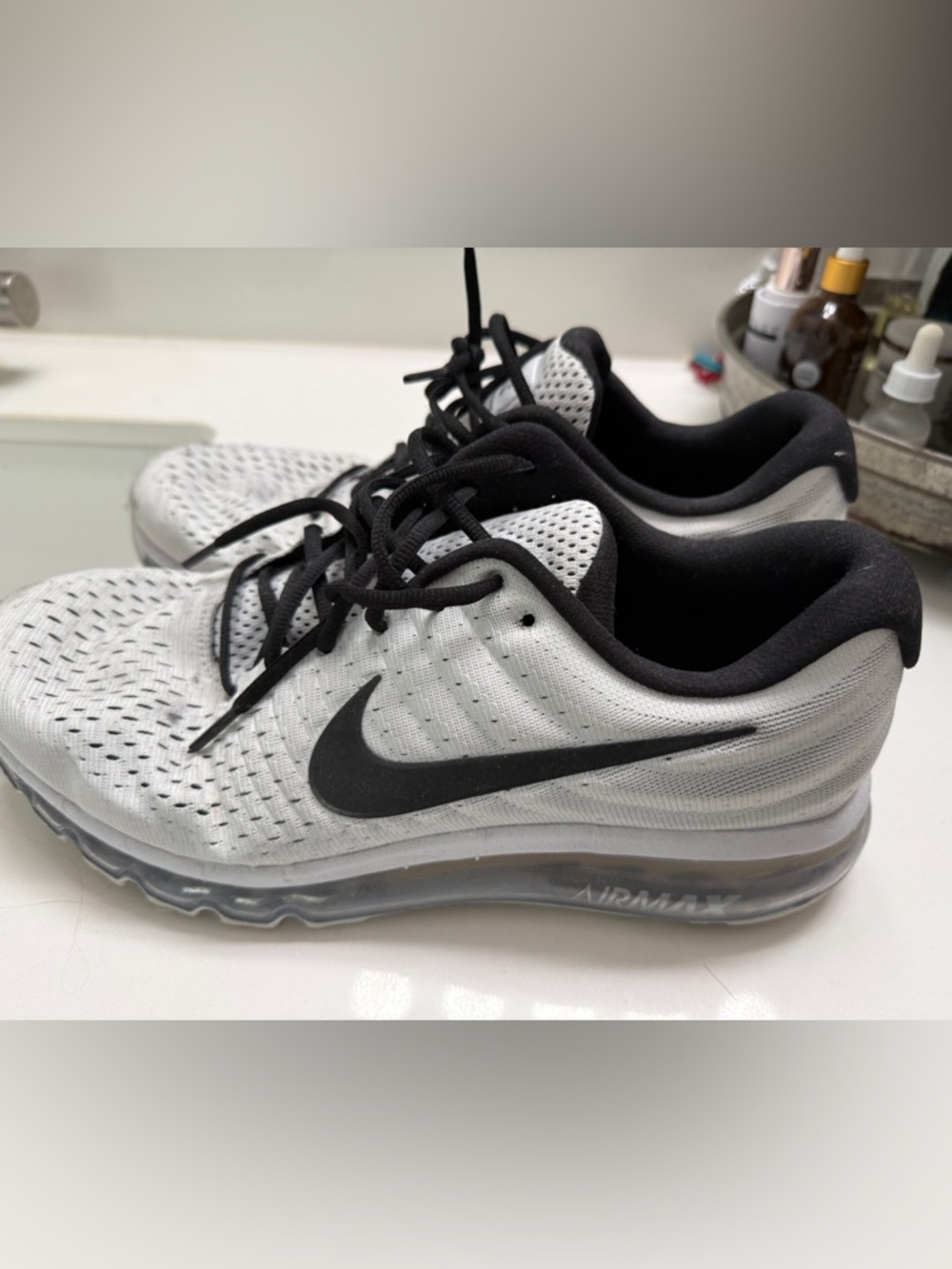 Nike White and Black Air Max Trainers